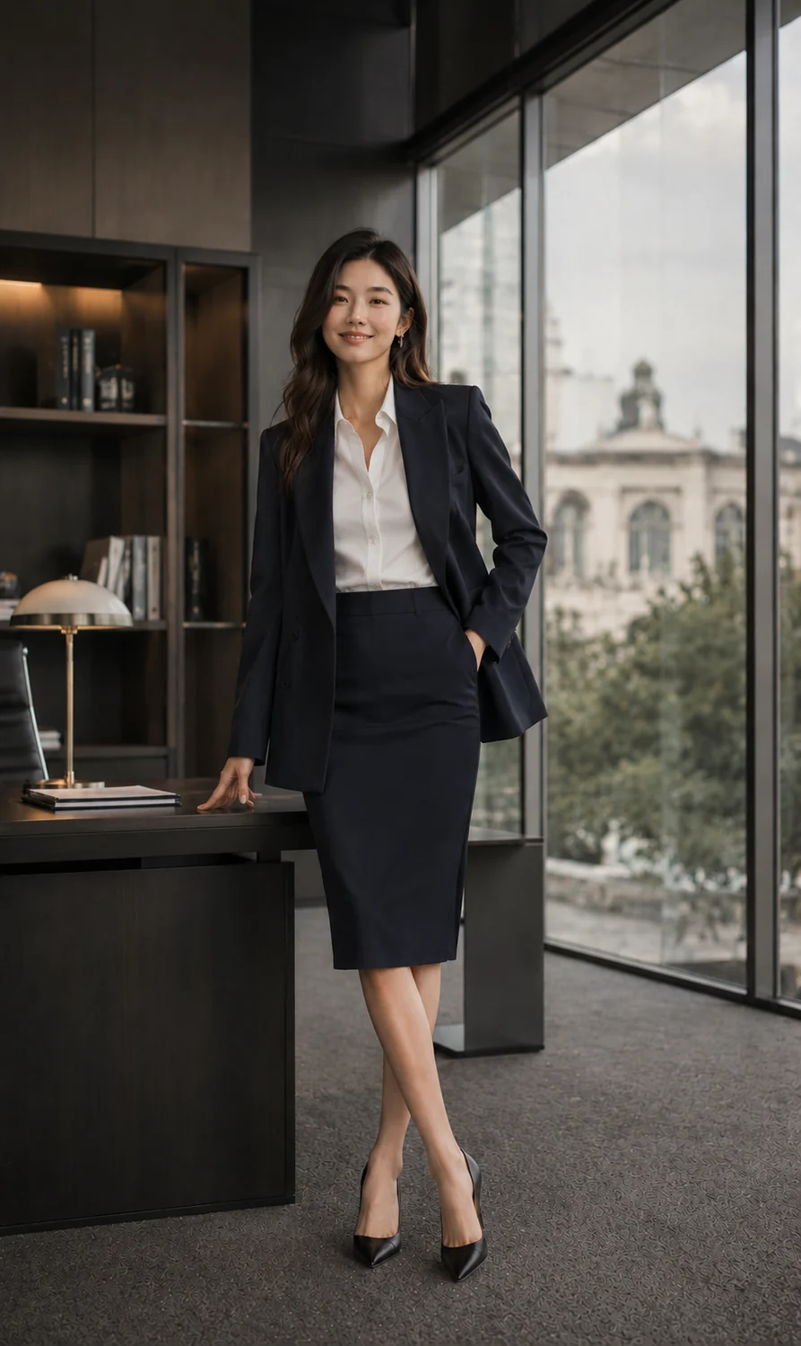 女士浅色西服套装定制案例